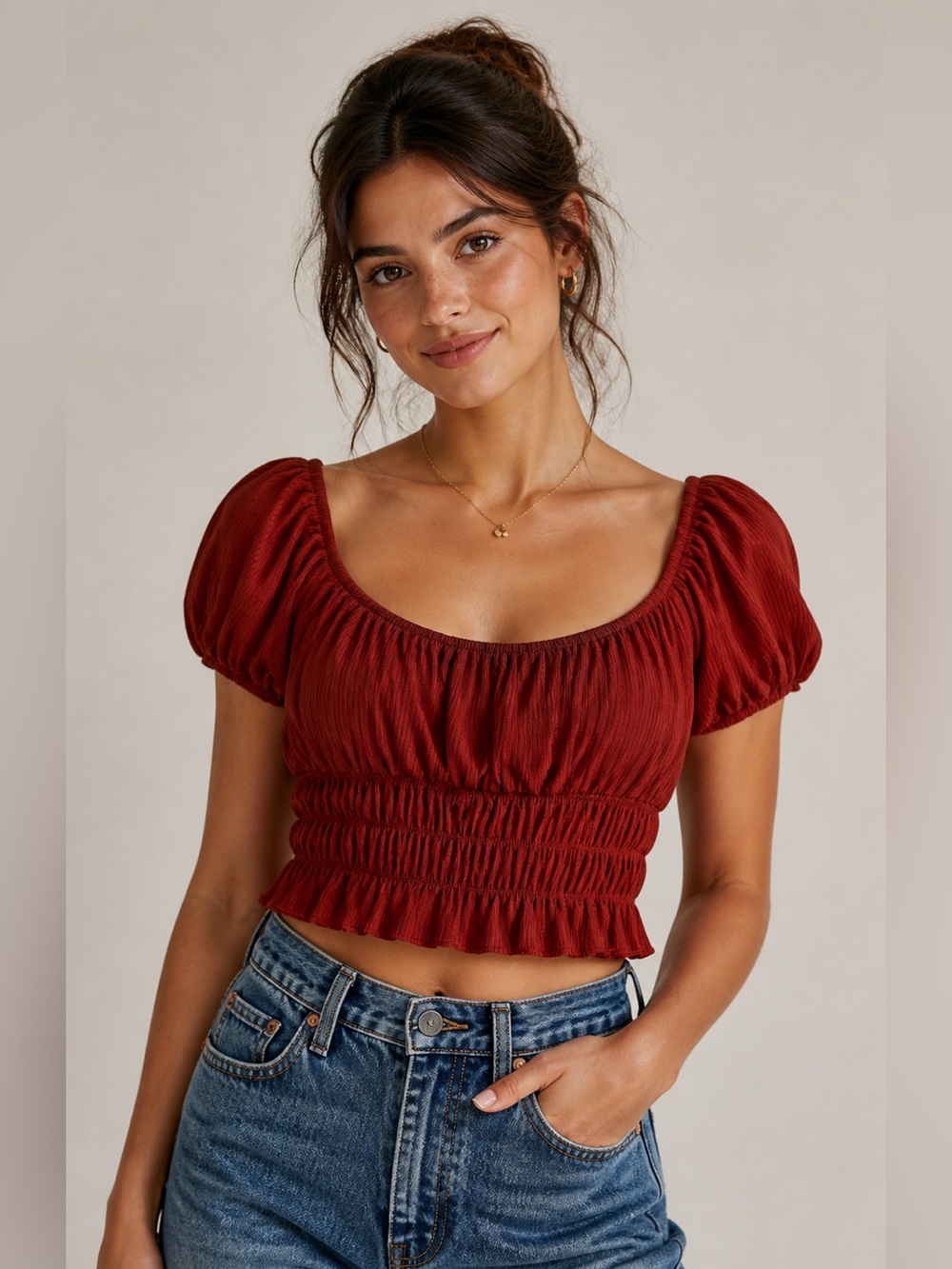 Forever 21 Cherry Red Ruffle Crop Top